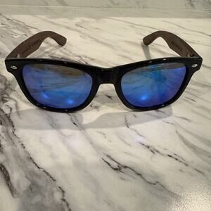 ANDWOOD Handmade Wood Sunglasses Polarized Men Bamboo Frame Black Square